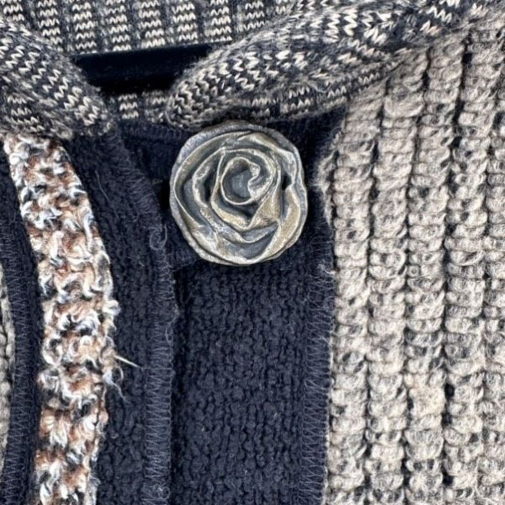 VTG Lee Andersen Womens Color-block Metallic Button Front Cardigan Jacket Medium - Picture 11 of 14